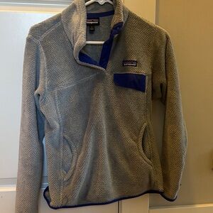 Patagonia Gray Fleece with Blue Trim